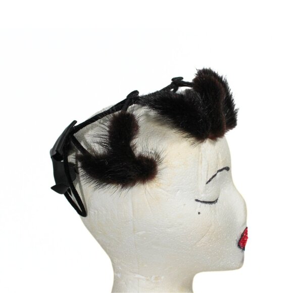 Vintage Avant Garde 1950s Wire & Fur Hat with Bow Union Made Spider Floral Style - Picture 2 of 16